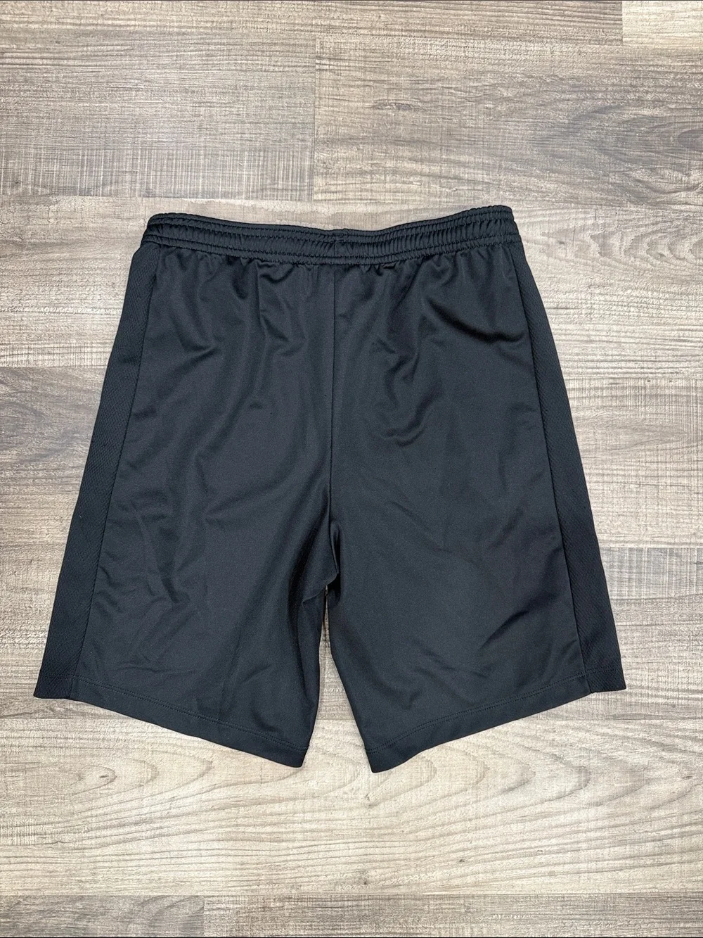 Nike Boy’s Black Athletic Training Shorts with White Swoosh, Size Large